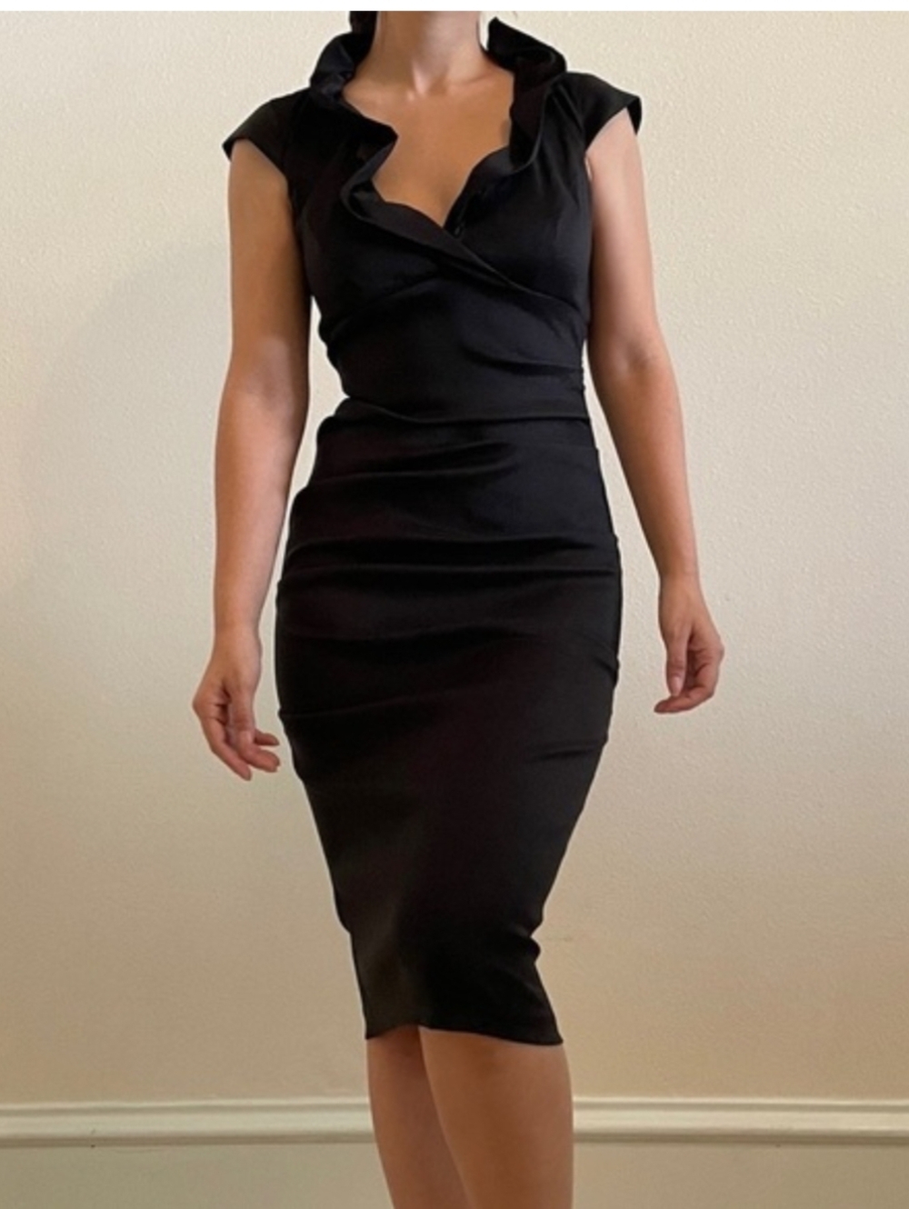 Xscape Joanna Chen Women's Black Bodycon Cocktail Dress 16 Romantic Maximalist